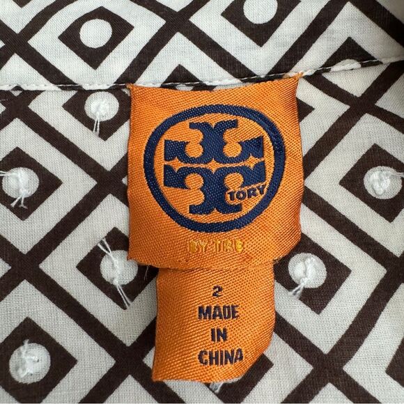 Tory Burch Stephanie Sequin Embellished Tunic Cotton Top Size 2 - Picture 9 of 10